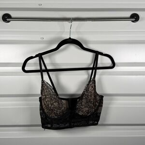 Victoria's Secret Very Sexy Black Lace Unlined Demi Longline Bra 34D